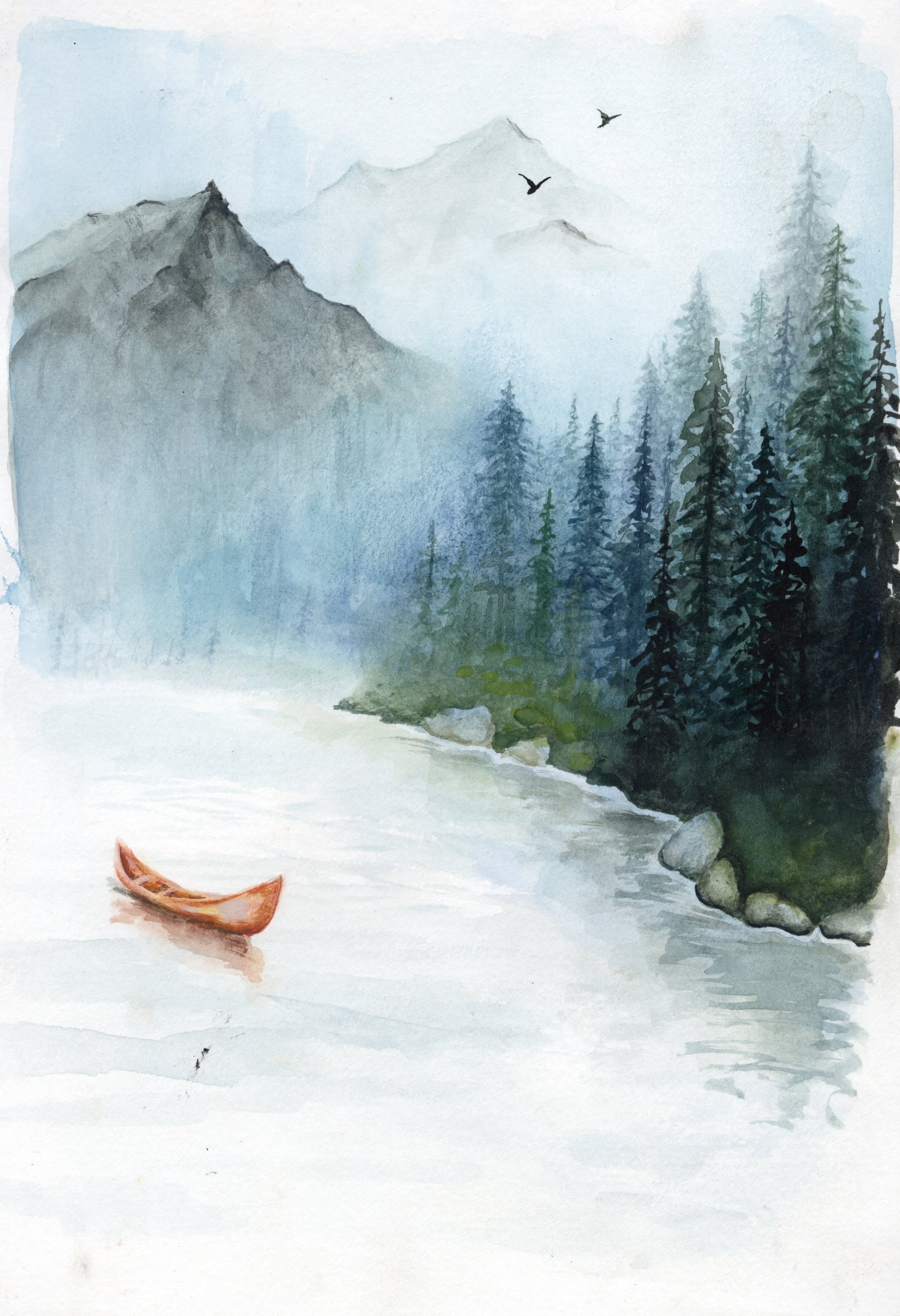 Watercolor lake by Haley Goetting